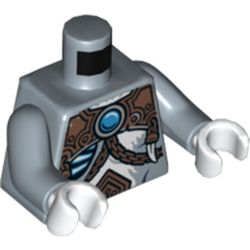 Torso Fur, Glowing Bones, Copper Armor with Rivets, Chains and Blue Round Jewel (Chi) Print, Sand Blue Arms, White Hands