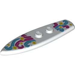 Sports Surfboard Standard with Pink and Medium Azure Swirls and Yellow Stars Print