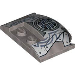 Slope Curved 3 x 4 x 2/3 Triple Curved with 2 Sunk Studs and Armor Plates and Grille with Vent Print