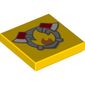 Tile 2 x 2 with Shield with Fire and 2 Axes print