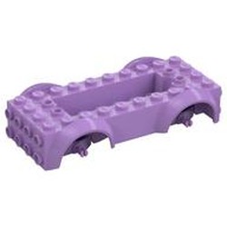 Vehicle Base 4 x 10 x 2 1/2 with Mudguards, Wheel Pins and 6 x 2 Centre Recess with 3 Holes, Medium Lavender Wheel Holders
