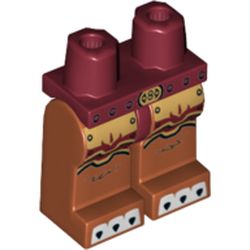 Hips and Dark Orange Legs with Dark Red and Gold Armor, Gold Belt Buckle and White Claws Print
