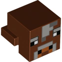 Minifig Head Special, Cube with Rear Ledge, Pixelated Light and Dark Bluish Gray Pixelated Face Print (Cow)