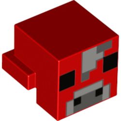 Minifig Head Special, Cube with Rear Ledge, Pixelated Light and 2 Dark Bluish Gray and Black Face Print (Mooshroom)