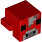 Minifig Head Special, Cube with Rear Ledge, Pixelated Light and 2 Dark Bluish Gray and Black Face Print (Mooshroom)