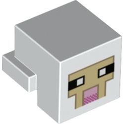 Minifig Head Special, Cube with Rear Ledge, Pixelated Tan Face with Pink Mouth Print