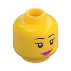 Minifig Head Juno, Eyebrows, Pink Lips, Eyelashes / Sunglasses with Purple Frames Print