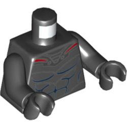Torso Armor Silver and Red with Blue Muscles Print (Black Manta), Black Arms and Hands