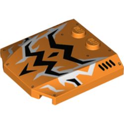 Slope Curved 4 x 4 x 2/3 Triple Curved with 2 Studs and Black and White Lightning Print