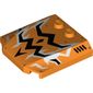 Slope Curved 4 x 4 x 2/3 Triple Curved with 2 Studs and Black and White Lightning Print