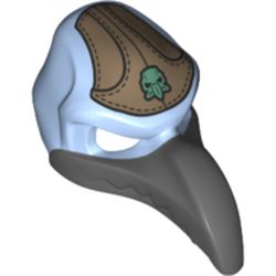 Mask Bird (Vulture) with Dark Bluish Gray Beak and Dark Tan Headpiece with Sand Green Vulture Symbol Print