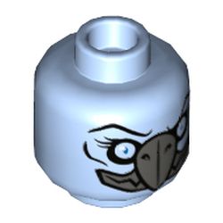 Minifig Head Vultrix, Vulture with Dark Bluish Gray Beak and Mouth and Light Blue Eyes Print [Hollow Stud]
