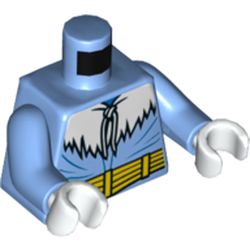 Torso Winter Jacket with Fur, Strings and Yellow Belt Print (Captain Cold), Medium Blue Arms, White Hands