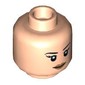 Minifig Head Supergirl / Scarlet Witch, Eyebrows, Eyelashes, Medium Nougat Lips, Smiling / Bared Teeth with Red Eyes Print