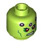 Minifig Head Brainiac, Red Eyes, Green Cheek Lines, Dark Pink Circles and Scowl Print [Hollow Stud]