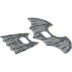 Wings, Extended and Collapsed, Scalloped 5 Points, with Black and Gold Print