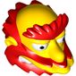 Minifig Head Special, Simpsons, Groundskeeper Willie with Red Beard, Eyebrows and Hair Print