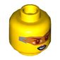Minifig Head Caila Phoenix, Glasses with Orange Digital Lenses, Pink Lips, Lopsided Clenched Teeth Print [Hollow Stud]