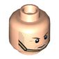 Minifig Head Hawkman, Dual Sided, Brown Eyebrows, Stubble Beard, Gold Chin Strap, Serious / Clenched Teeth Print [Hollow Stud]