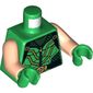 Torso Armor, Black Striped Vest with Clasps and Lime Lines, Zipper, Belt with Gold Buckle and Muscles Print (Green Arrow), Light Nougat Arms, Green Hands