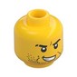 Minifig Head Luke Cunningham / Jack Fury, Beard Stubble, Black Eyebrows, Scar on Right Eyebrow, Open Mouth with Teeth Print [Hollow Stud]