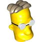 Minifig Head Special, Simpsons, Professor Frink with Glasses and Dark Tan Hair Print