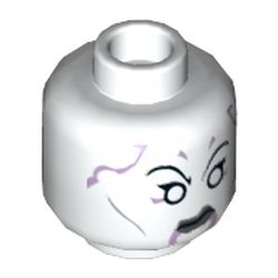 Minifig Head Asajj Ventress, White Eyes and Dark Bluish Gray Lips Print [Hollow Stud]