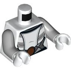 Torso Robe with Reddish Brown Belt Buckle Print (Asajj Ventress), Light Bluish Gray Arms, White Hands