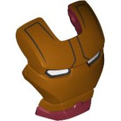 Headwear Accessory Visor Top Hinge with Gold Face Shield, Black Lines on Forehead and White Eyes Print (Iron Man)