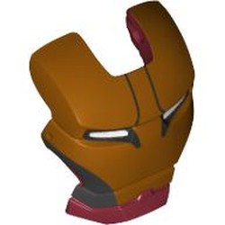 Headwear Accessory Visor Top Hinge with Gold Face Shield, Silver Sides, Black Lines on Forehead and White Eyes Print (Iron Man)