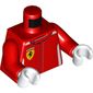 Torso Racing Jacket with White Trim and Ferrari Logo Print, Red Arms, White Hands