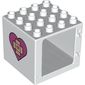 Duplo Door / Window Frame 4 x 4 x 3 - Thin Top with Heart with Bandage Cross with Heart on Both Sides Print