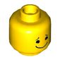 Minifig Head Benny, Dual Sided, Closed Eyes, Smiling with Tongue / Black Eyes, Eyebrows and Wide Closed Mouth Smile Print [Hollow Stud]