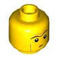 Minifig Head President Business, Brown Unibrow and Cheek Lines, White Pupils, Mouth Open Smiling / Small Frown Print