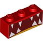 Brick 1 x 3 with Unikitty Angry, Teeth Print