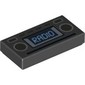 Tile 1 x 2 with Light Blue 'RADIO' and Silver Buttons Print