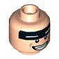 Minifig Head Batman, Dual Sided Black Stripe on Forehead with White Eyes, Smiling / Scared Print [Hollow Stud]