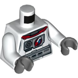 Torso Spacesuit Silver Belt and Chest Piece with Space Shuttle Logo, Front and Back Print, White Arms, Dark Bluish Gray Hands