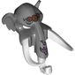Mask Mammoth with White Tusks, Copper Pendants and Purple Sinew Patches on Proboscis Print