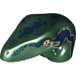 Animal Body Part, Dinosaur, Raptor Head with Tan Teeth and Tan and Dark Blue Marks Print