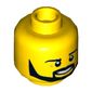 Minifig Head Ferrari Engineer (Pit Crew) / Pirate, Beard Black Angular, Pupils, Teeth Print [Hollow Stud]
