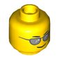 Minifig Head, Silver Sunglasses, Eyebrows and Thin Grin Print