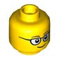 Minifig Head, Glasses with Brown Thin Eyebrows, Smile Print
