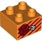 Duplo Brick 2 x 2 with Present with Red Bow and White Gift Tag on Red Striped Gift Paper Print
