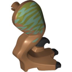 Animal Body Part, Dinosaur, Raptor Leg, Right, with Pin, Black Claws and Medium Azure Stripes over Olive Green Print
