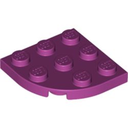 LEGO part 10030357 PLATE 3X3, 1/4 CIRCLE in Bright Reddish Violet/ Magenta