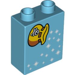 Duplo Brick 1 x 2 x 2 with Bottom Tube and Pouch with Skull and Stars Print
