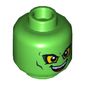 Minifig Head Green Goblin, Yellow Eyes, Evil Smile / Downturned Mouth Print