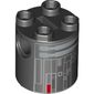 Brick Round 2 x 2 x 2 Robot Body, Axle Holder '+' Orientation with Grey, Silver, and Red Imperial Astromech Droid Print