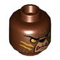 Minifig Head Bladvic, Dual Sided, Bear, Orange Eyes, Medium Nougat Face, Orange Slash Marks Print [Hollow Stud]